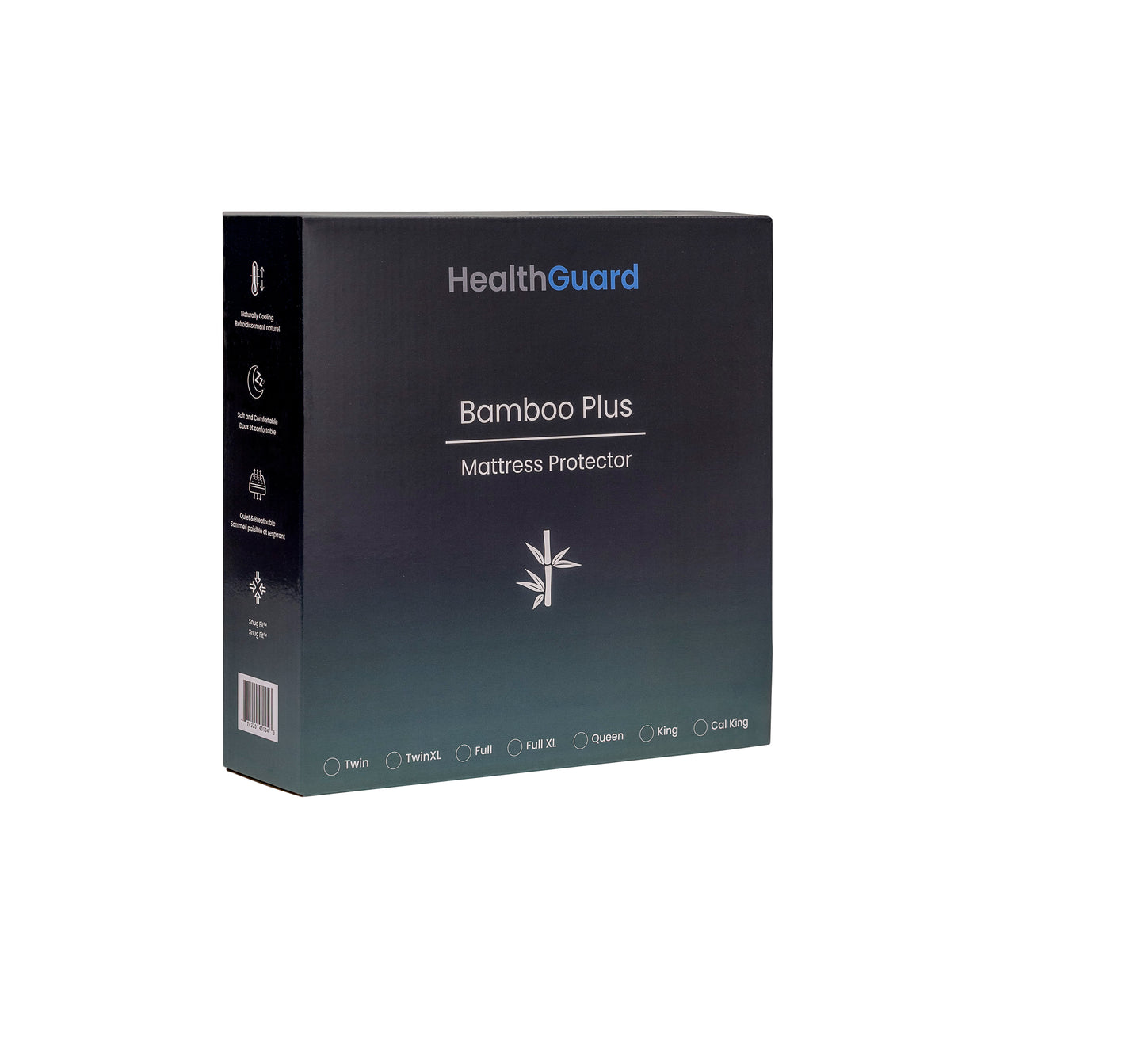 HealthGuard Bamboo Plus mattress protector packaging on a white background