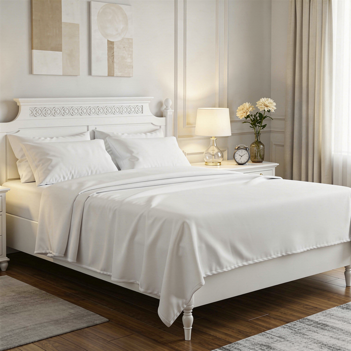 Ensemble de draps en microfibre (blanc)